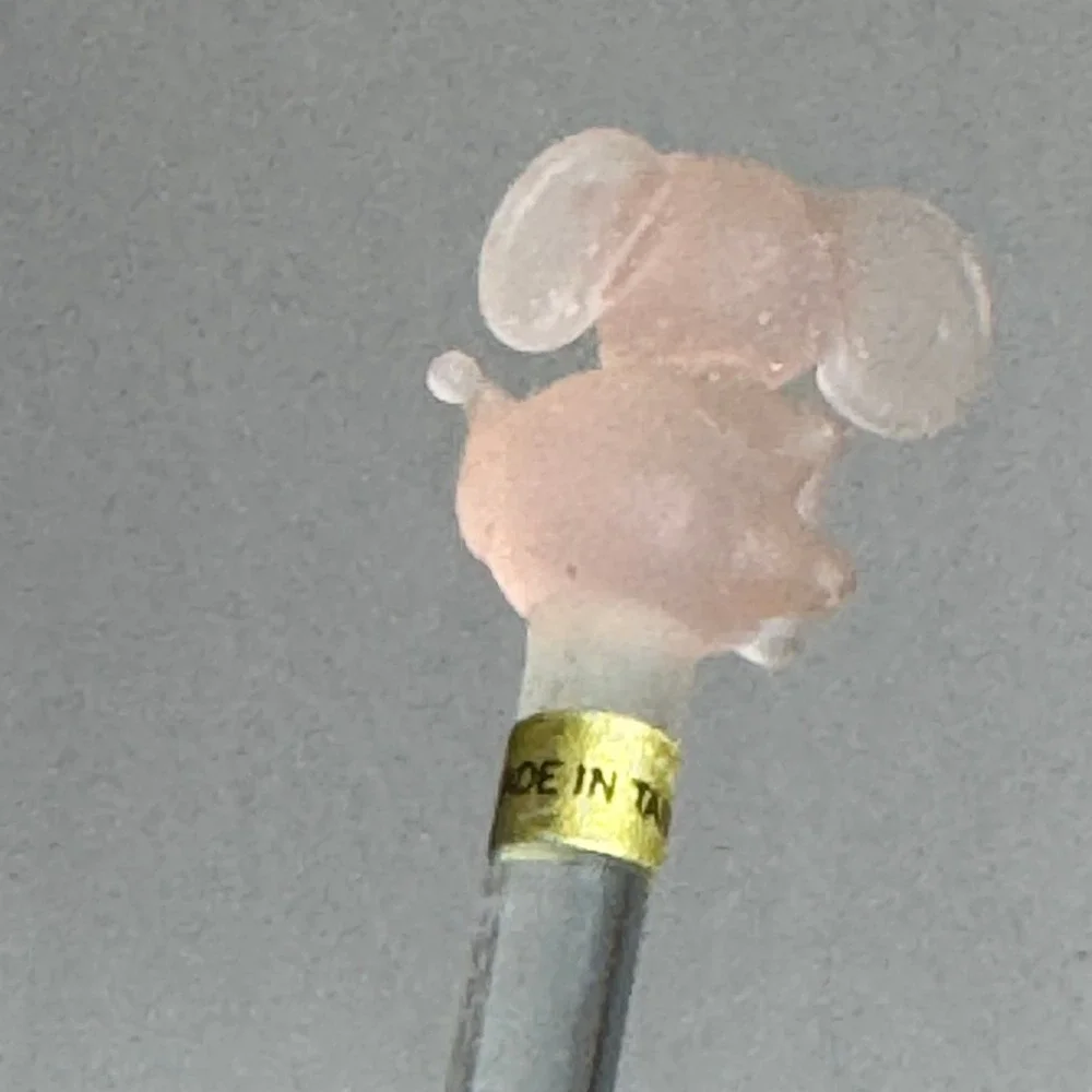 Vintage Stirrer‎ Swizzle Stick Pink Satin Glass Elephant Charm Made in Taiwan